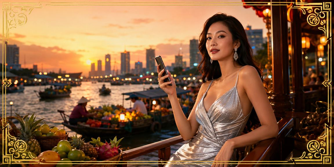 Người dùng xem xổ số trên thiết bị di động tại miền sông nước Mekong